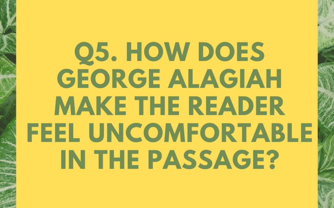 How does George Alagiah make the reader feel uncomfortable in the passage?