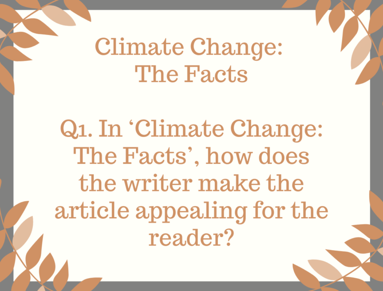 IGCSE Climate Change : The Facts Model Essays Question 01