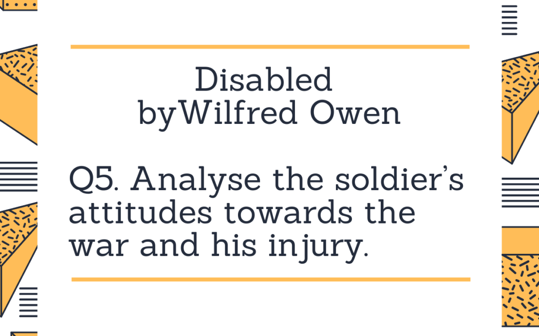 Analyse the soldier’s attitudes towards the war and his injury.