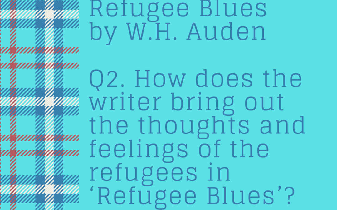 How does the writer bring out the thoughts and feelings of the refugees in ‘Refugee Blues’?