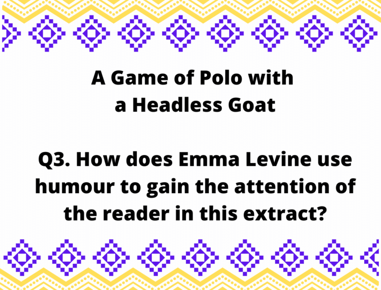 03 IGCSE Set 2 A Game of Polo with a Headless Goat  by Emma Levine Model Essays Question 3